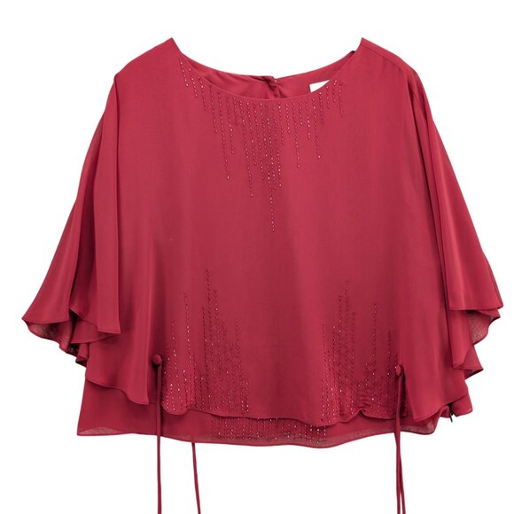 Alfred Angelo Chiffon 2 Pc Formal Outfit Red Evening Overlay Top Skirt Size 2X - Picture 2 of 14